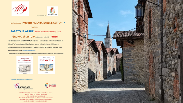 Al Ricetto di Candelo nasce il gruppo di lettura: focus sulla filosofia