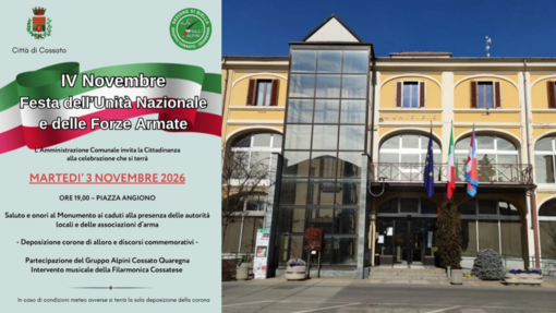 Cossato, il 3 novembre la cerimonia per l’Unità nazionale e le Forze armate Cossato, il 3 novembre la cerimonia per l’Unità nazionale e le Forze armate