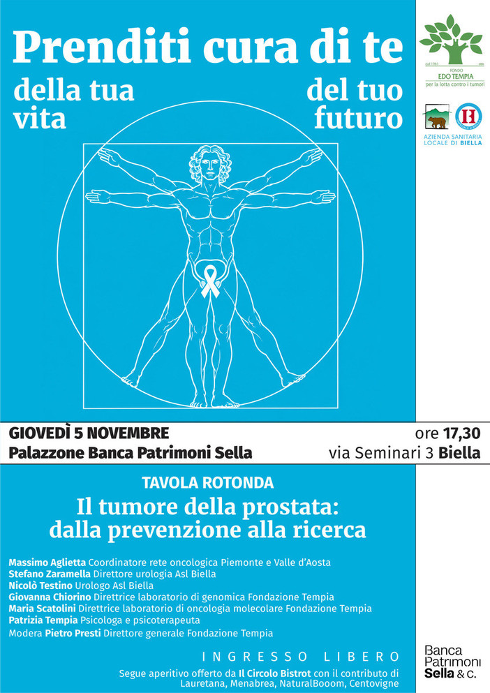 Biella, la salute degli uomini in una tavola rotonda con Fondo Edo Tempia e ASL Biella, la salute degli uomini in una tavola rotonda con Fondo Edo Tempia e ASL
