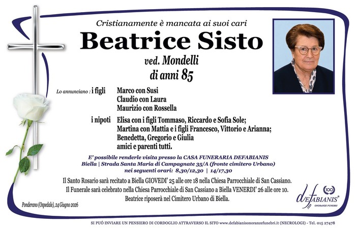 Beatrice Sisto, ved. Mondelli
