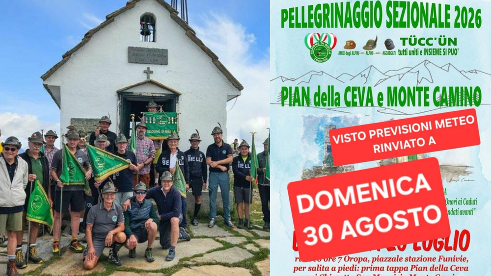 Alpini Biella: il pellegrinaggio è rinviato al 30 agosto Alpini Biella: il pellegrinaggio è rinviato al 30 agosto