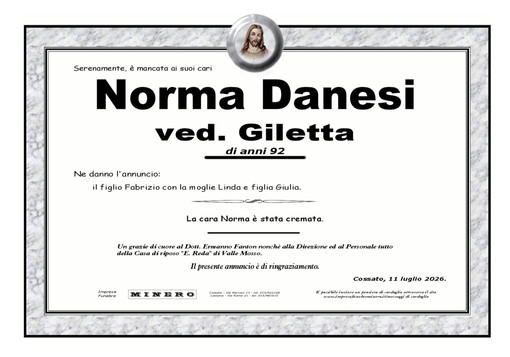 Norma Danesi, ved. Giletta Norma Danesi, ved. Giletta