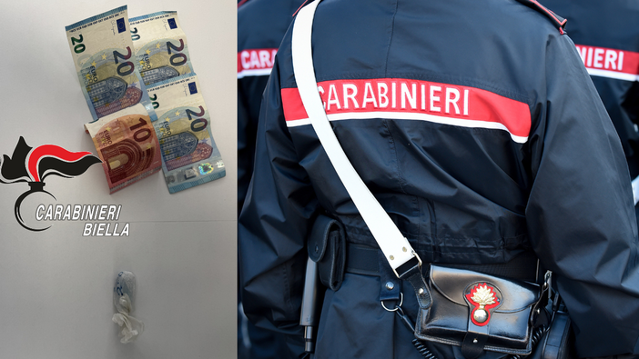 Biella, spaccia cocaina davanti ai Carabinieri: scattano denuncia e trasferimento