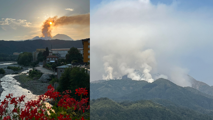 Brucia il Monte Barone: le immagini della coltre di fumo - Foto Ermanno Orsi