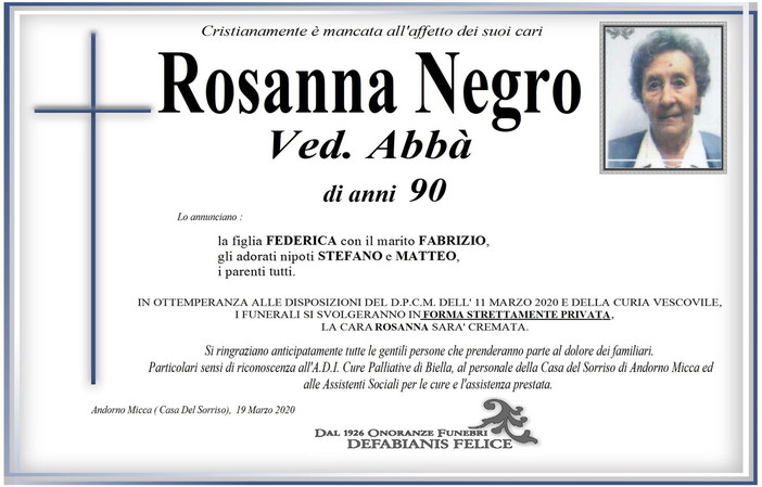 Rosanna Negro Ved. Abbà