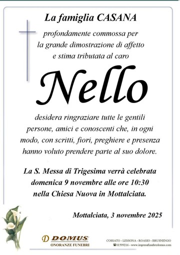 Nello - Ringraziamenti Nello - Ringraziamenti