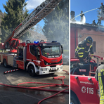 Tetto in fiamme a Sordevolo: in corso le operazioni dei Vigli del Fuoco