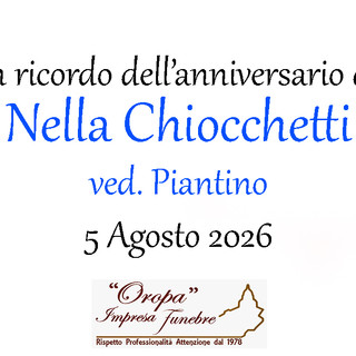 Nella Chiocchetti, ved. Piantino - Anniversario