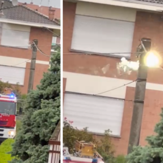 Fumo e scintille da un palo della luce: Vigili del Fuoco a Occhieppo inferiore
