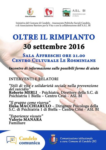 Candelo: Questa sera "Oltre il rimpianto", prevenzione al suicidio