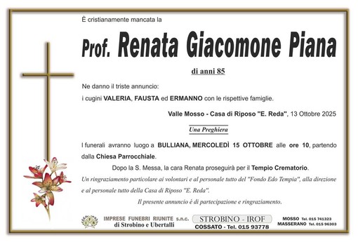 Prof. Renata Giacomone Piana Prof. Renata Giacomone Piana
