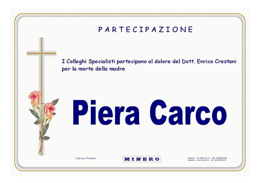 Piera Carco - Partecipazione Piera Carco - Partecipazione