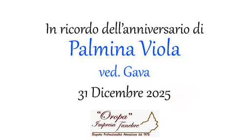 Palmina Viola, ved. Gava - Anniversario Palmina Viola, ved. Gava - Anniversario