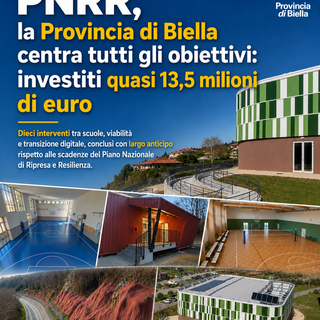 PNRR, la Provincia di Biella centra tutti gli obiettivi: investiti quasi 13,5 milioni di euro