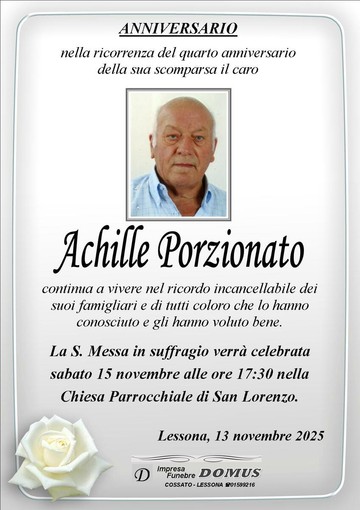Achille Porzionato, anniversario Achille Porzionato, anniversario
