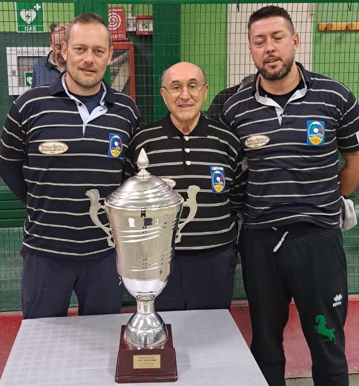Manolino, Ponzo, Negrini di Piatto Sport vincitori a Chieri - Foto Federbocce