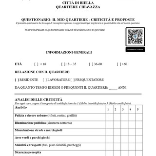 Biella, a Chiavazza il questionario per migliorare il quartiere