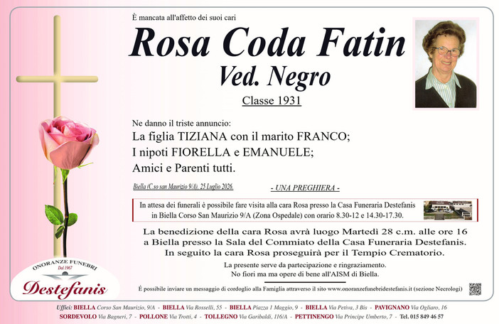 Rosa Coda Fatin, ved. Negro