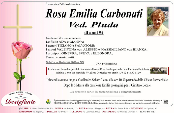 Rosa Emilia Carbonati, ved. Pluda