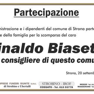 Rinaldo Biasetti - Partecipazione