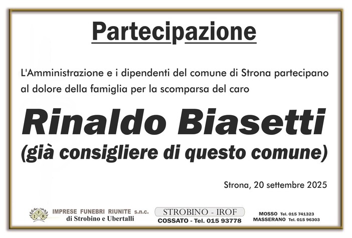 Rinaldo Biasetti - Partecipazione