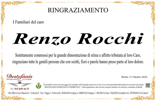 Renzo Rocchi - Ringraziamento Renzo Rocchi - Ringraziamento
