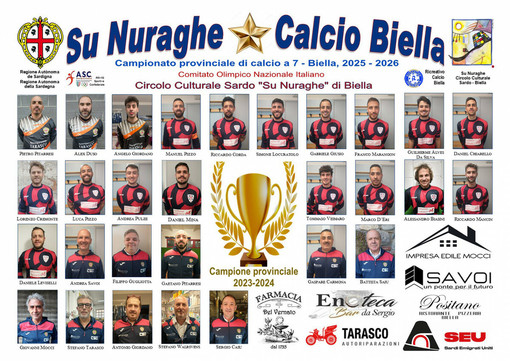 Il poster della squadra di Su Nuraghe Calcio Biella nell'edizione 2025-2026.