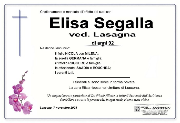 Elisa Segalla, ved. Lasagna