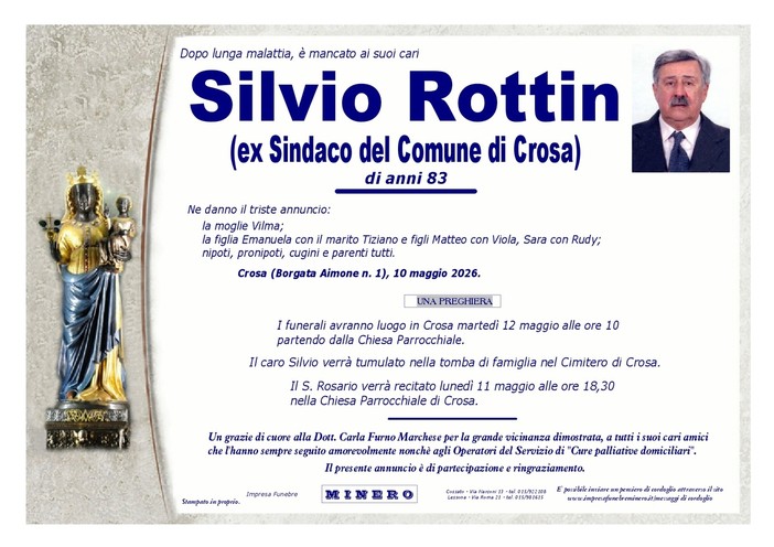 Silvio Rottin (ex Sindaco del Comune di Crosa)