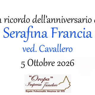 Serafina Francia, ved. Cavallero - Anniversario