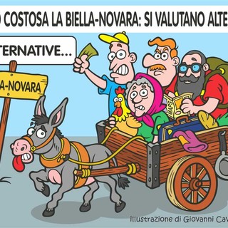 Biella-Novara, elettrificazione troppo cara? Il mezzo del futuro ha quattro zampe (ed è più agile di un treno) - Illustrazione di Giovanni Cavallo