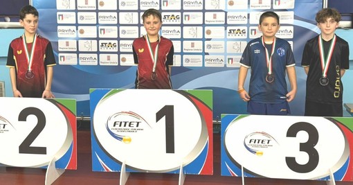 l podio del torneo Under 11 maschile al Torneo Giovanile di Terni (Giacomo Riva e Alessandro Rizzo)