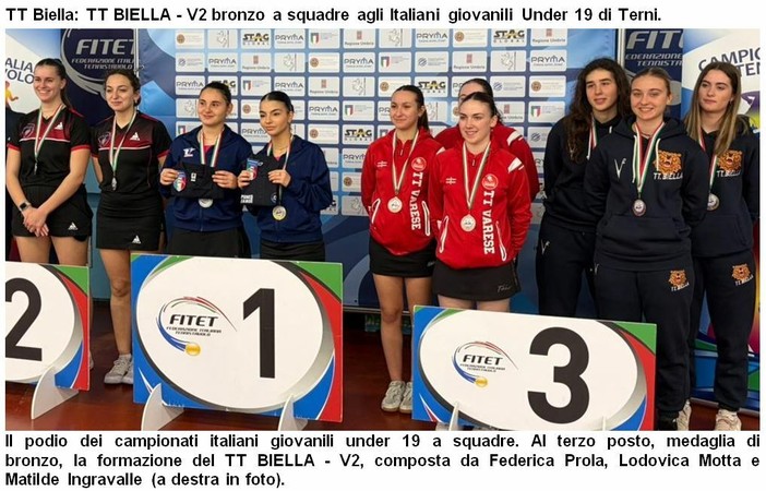 TT Biella, bronzo a squadre agli Italiani giovanili Under 19 di Terni TT Biella, bronzo a squadre agli Italiani giovanili Under 19 di Terni