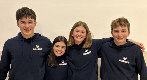 Biella Nuoto ASD, buona la prima al Grand Prix FIN, nella foto Versace, Piccolo, Martinotti, Buscaglia