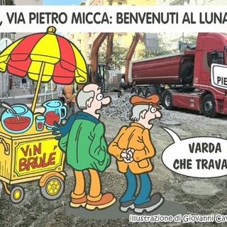 Biella, via Pietro Micca: si ferma il traffico e comincia lo spettacolo