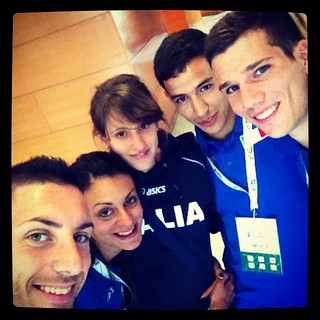 Roffino in un selfie con alcuni compagni di nazionale