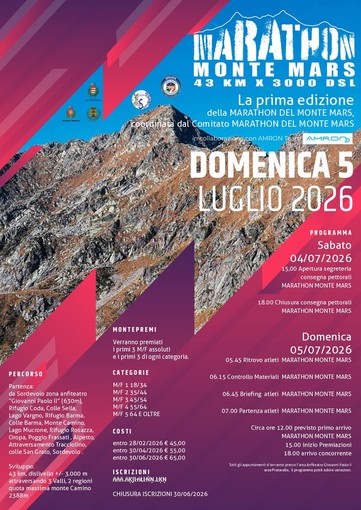 Marathon Monte Mars 2026: l'evento entra nel vivo a pochi giorni dal via