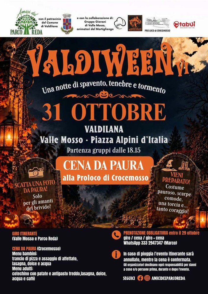 Valdiween, il 31 ottobre un percorso da brividi a Valdilana