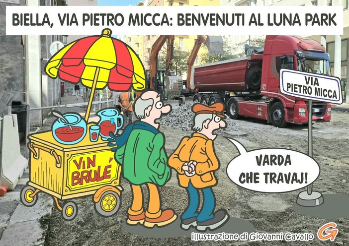 Biella, via Pietro Micca: si ferma il traffico e comincia lo spettacolo