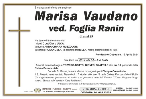 Marisa Vaudano, ved. Foglia Ranin