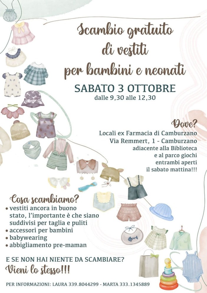 A Camburzano uno scambio gratuito di vestiti per bambini e neonati