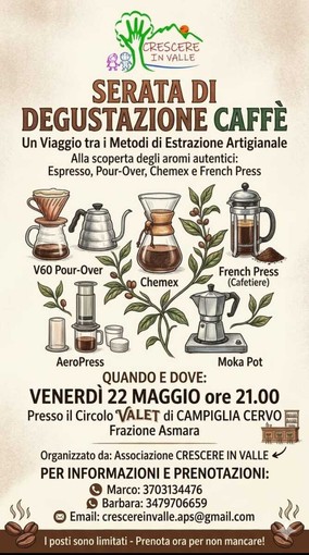 Campiglia, serata di degustazione caffè: viaggio tra espresso, Chemex e French Press