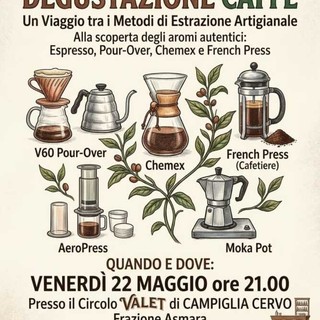 Campiglia, serata di degustazione caffè: viaggio tra espresso, Chemex e French Press
