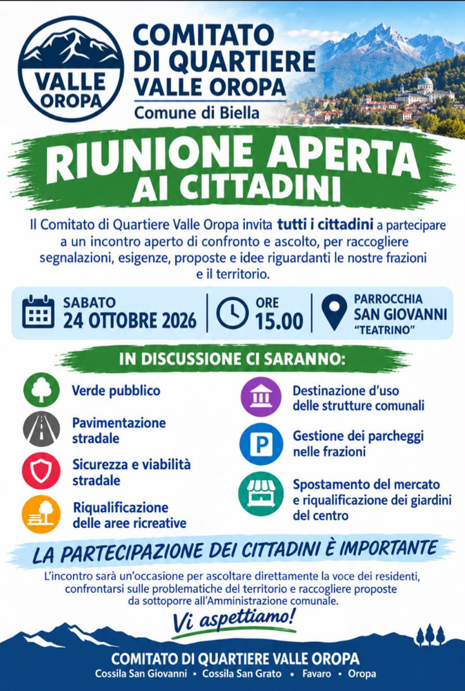 Valle Oropa, riunione aperta ai cittadini: appuntamento sabato 24 ottobre Valle Oropa, riunione aperta ai cittadini: appuntamento sabato 24 ottobre