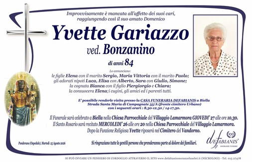 Yvette Gariazzo, ved. Bonzanino Yvette Gariazzo, ved. Bonzanino