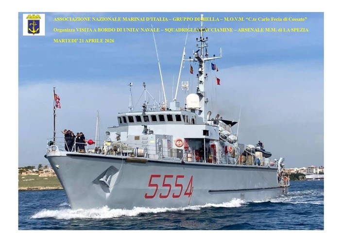 ANMI Biella, visita alla Marina Militare: ad aprile gita a La Spezia ANMI Biella, visita alla Marina Militare: ad aprile gita a La Spezia
