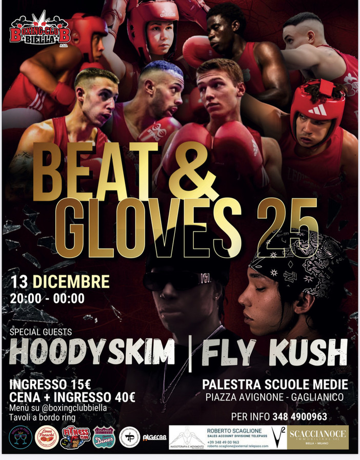 Beat & Gloves: a Gaglianico una serata tra boxe, musica e spettacolo Beat & Gloves: a Gaglianico una serata tra boxe, musica e spettacolo