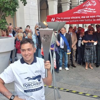 Andrea aveva acceso al suo arrivo a Biella a maggio la fiaccola di Special Olympics