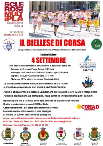 Aism: Novità solidale legata all'evento "Il Biellese di corsa" Aism: Novità solidale legata all'evento "Il Biellese di corsa"