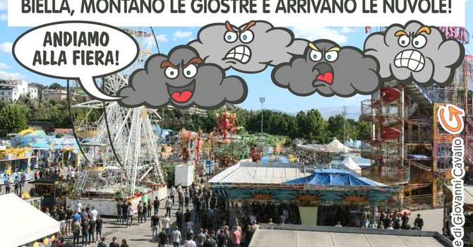 Biella: giostre, nuvole e assenza di parcheggi. È arrivata la fiera! - Illustrazione di Giovanni Cavallo